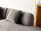 Container Furniture Direct 132" Curved Sofa with Throw Pillows, 6 Seater Luxury Velvet Couch with Half Moon Design and High-Density Foam, Ideal for Modern Living Room, Office & Apartment, Grey