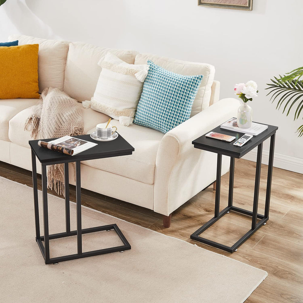 VECELO Universal C-Shaped Side Table, Multi-Functional Snack & TV Tray fo...