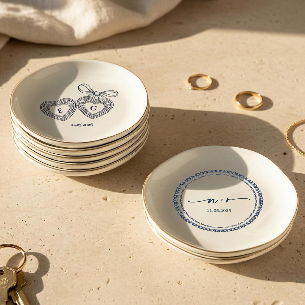 Personalized Couples Ring Dish, Engagement Gift for Bride and Groom