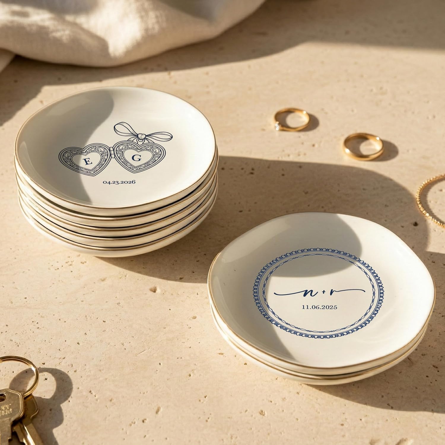 Personalized Couples Ring Dish, Engagement Gift for Bride and Groom