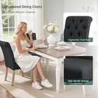 CHUN YI Dining Chairs Set of 6, Button Tufted Upholstered Fabric Dining Room Chairs with Solid Wood Legs and Curved Back, Parsons Side Chairs for Kitchen, Dark Grey