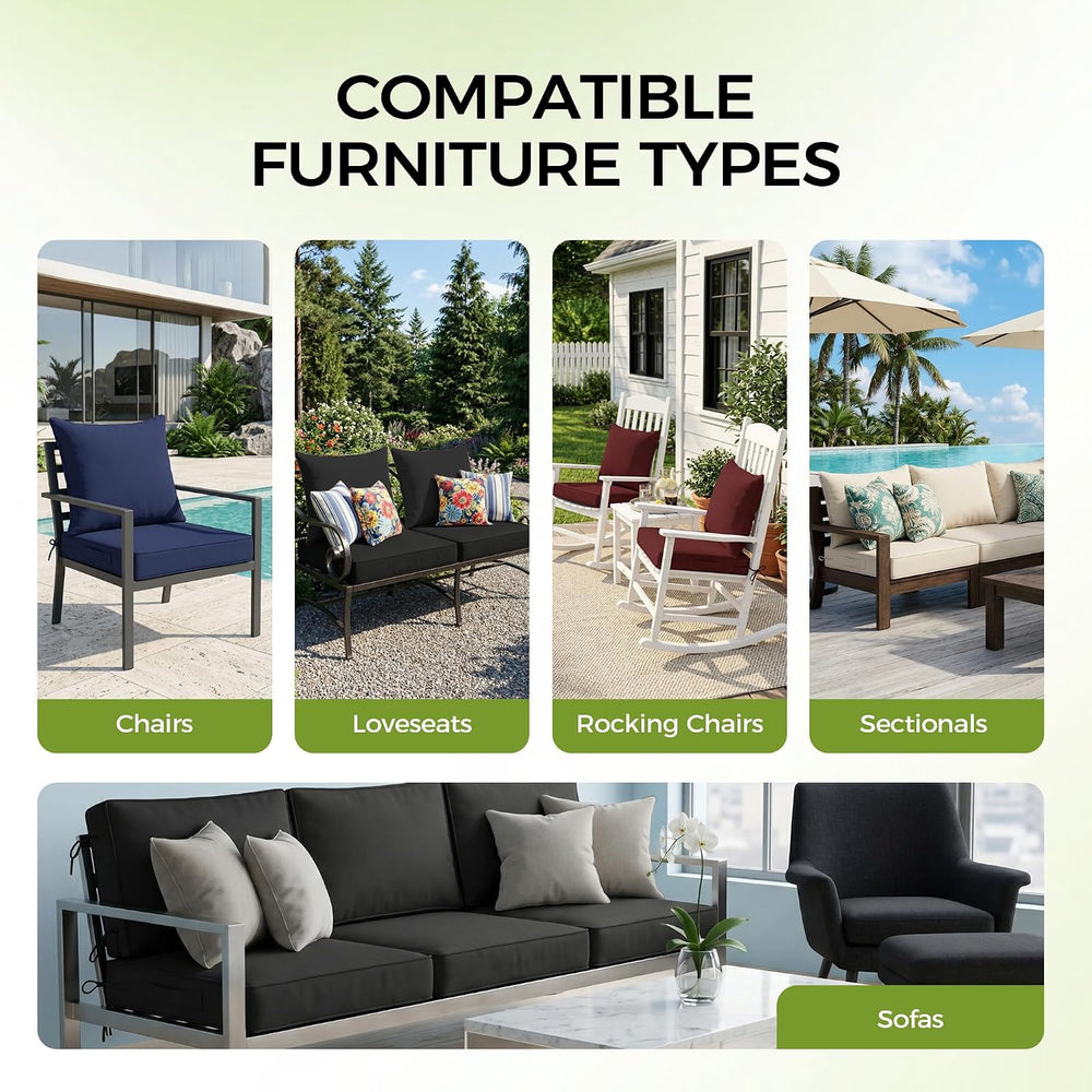 UNIKOME 22"x22"x3" Outdoor Chair Cushions Set - Waterproof Pat...