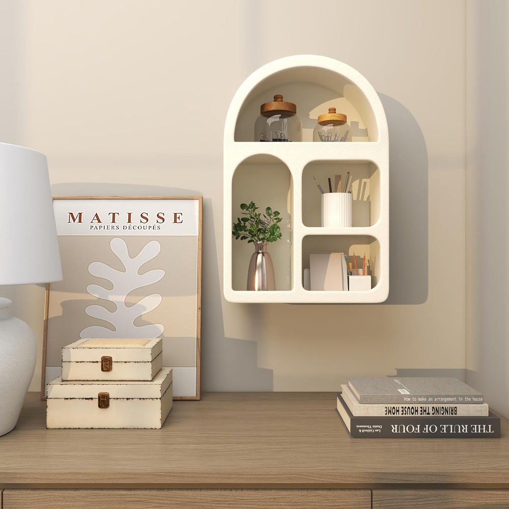 Deco 79 Wooden Geometric Wall Shelf, Shelf 16" x 8" x 24", Cream