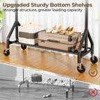 Heavy Duty Clothes Rack Load 450 LBS, Metal Garment Rack, Standing Rolling Clothing Rack for Hanging Clothes with Sturdy Wheels & Shelves, Portable Closet Wardrobe Rack,Black