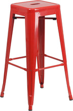 Flash Furniture Commercial Grade 30" High Backless Red Metal Indoor-Outdoor BarStool with Square Seat