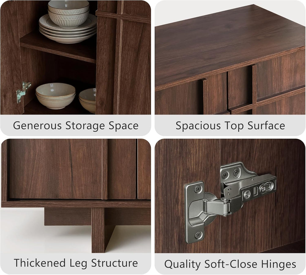Sideboard Buffet Cabinet with Storage, Mid Century Modern Accent Cabinet with...