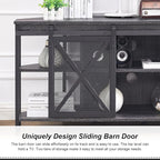 HOMISSUE Corner TV Stand for 55 Inch TV, Rustic Corner Entertainment Center with Storage, Industrial Media Console Table with Sliding Barn Door, Entertainment Center for Living Room, Grey