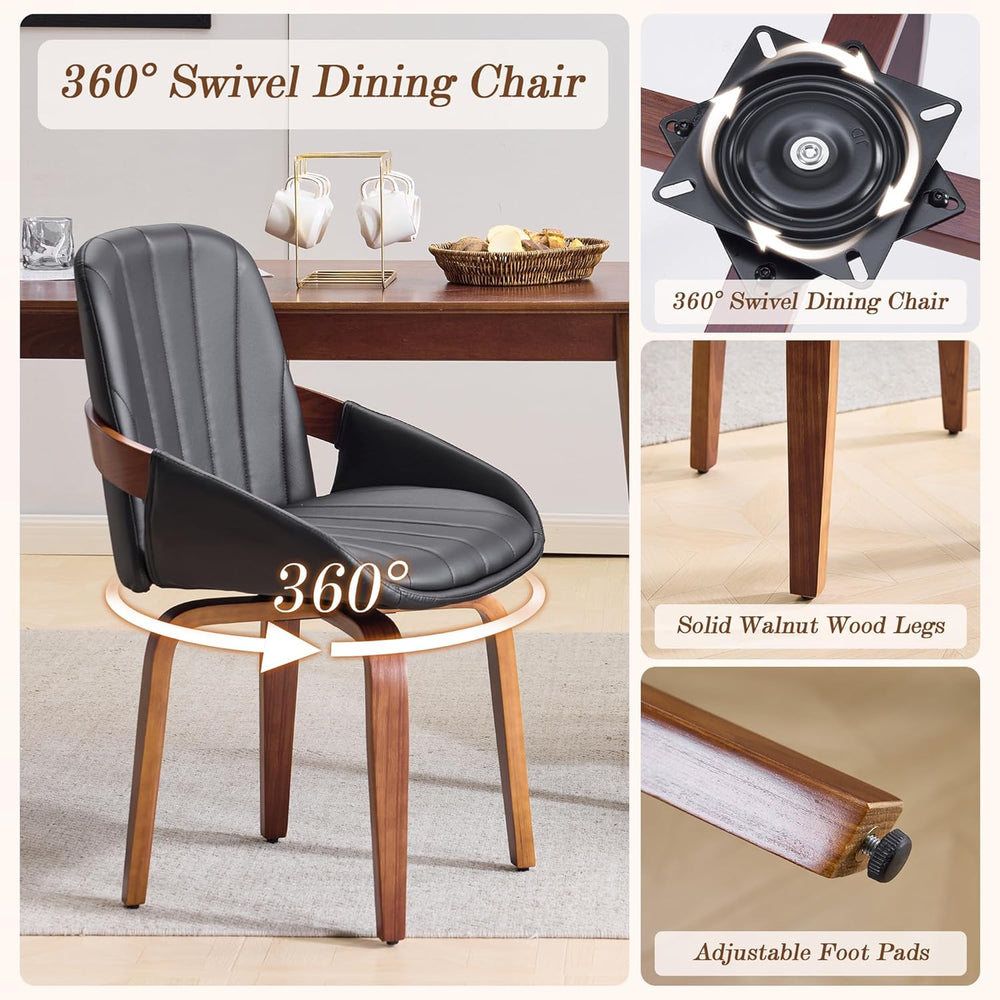 Swivel Dining Chairs Set of 4, Mid Century Modern Swivel Dining Chairs with A...