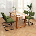 ONEVOG Mid Century Modern Dining Chairs Set of 4, Green Velvet Kitchen Chairs with Tufted Backs, Upholstered Wide Seat, Armless Cantilevered Chairs with Metal Legs for Kitchen Living Room