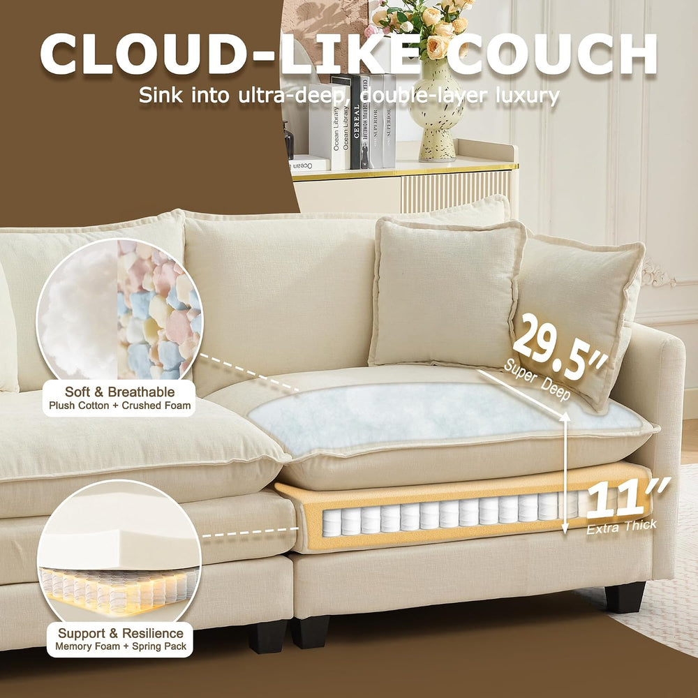 78" Modular Sectional Sofa, Cloud Loveseat Couch for Living Room