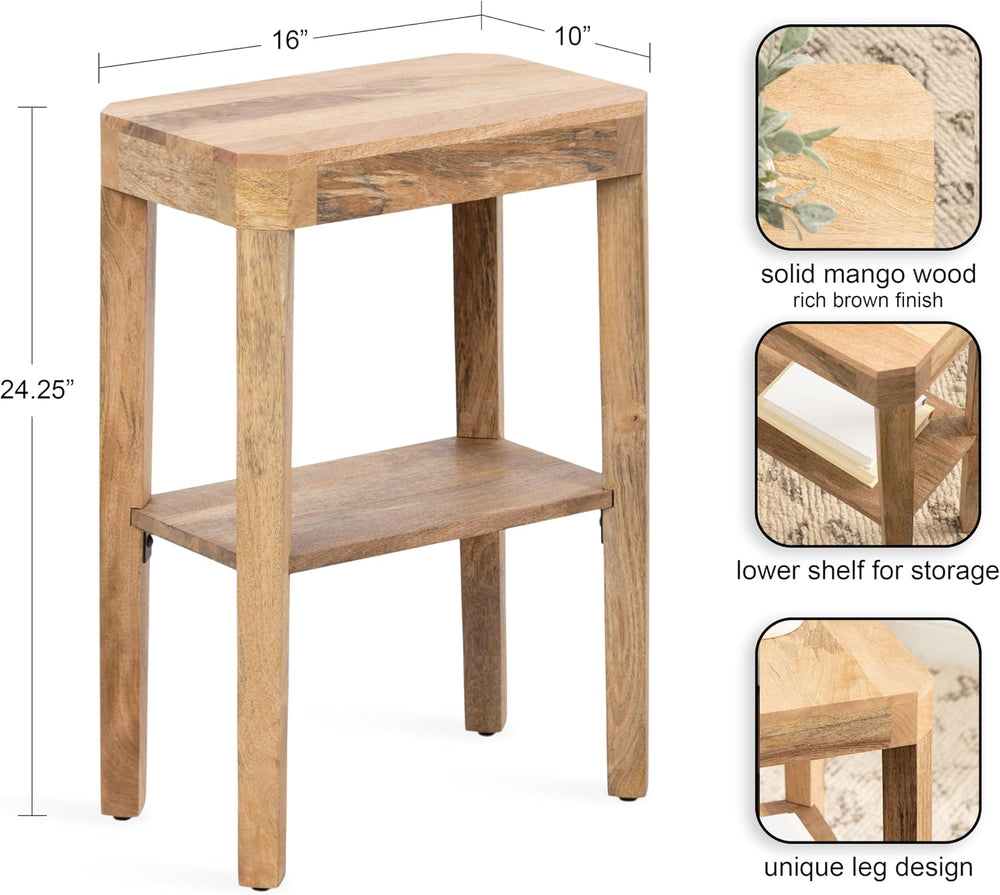 Kate and Laurel Talcott Modern Narrow Rectangle Wood Side Table, 16 x 10 x 25...