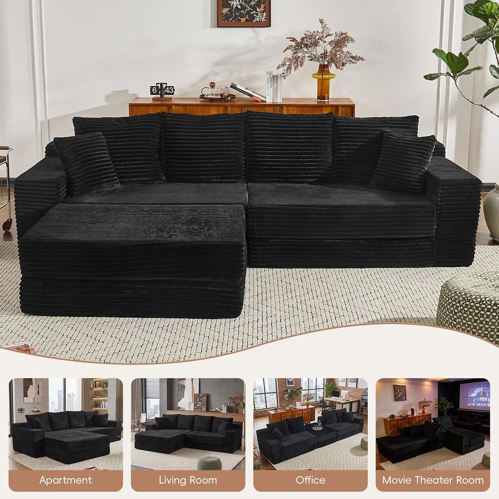 106" Modular Cloud Sofa Couch Convertible Sectional with High Density Fo...