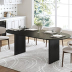 Casaphoria Wood Kitchen Table Set with 6 Chairs, 79" Dining Kitchen Table & Chairs Set for 6-8, Modern Farmhouse Oval Dining Table for Living Room, Easy Assembly, Black