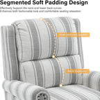 Recliner Chair, Modern Pushback Armchair with Adjustable Backrest & Footrest for Bedroom, Living Room (Grey Stripe,Set of 2)