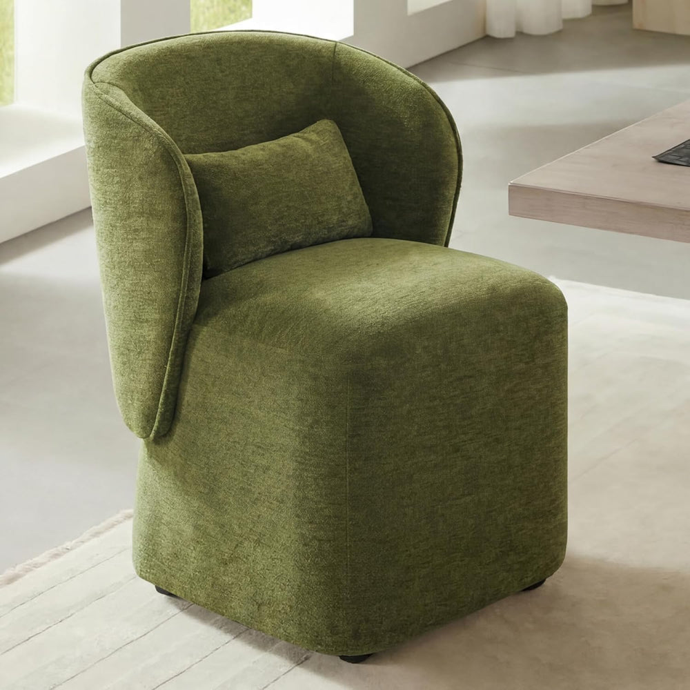 KISLOT Upholstered Dining Chairs with Wheels, Easy Assembly Stain Resistant F...