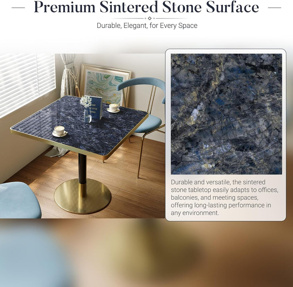31.5'' Tulip Table, Square Pedestal Dining Table with Sintered Stone ...