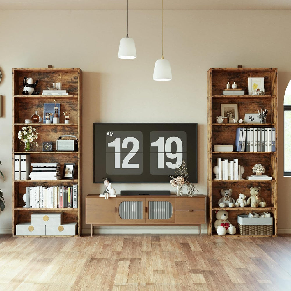 IRONCK Bookshelf and Bookcases 70" Tall, 6 Tiers Display Storage Shelves