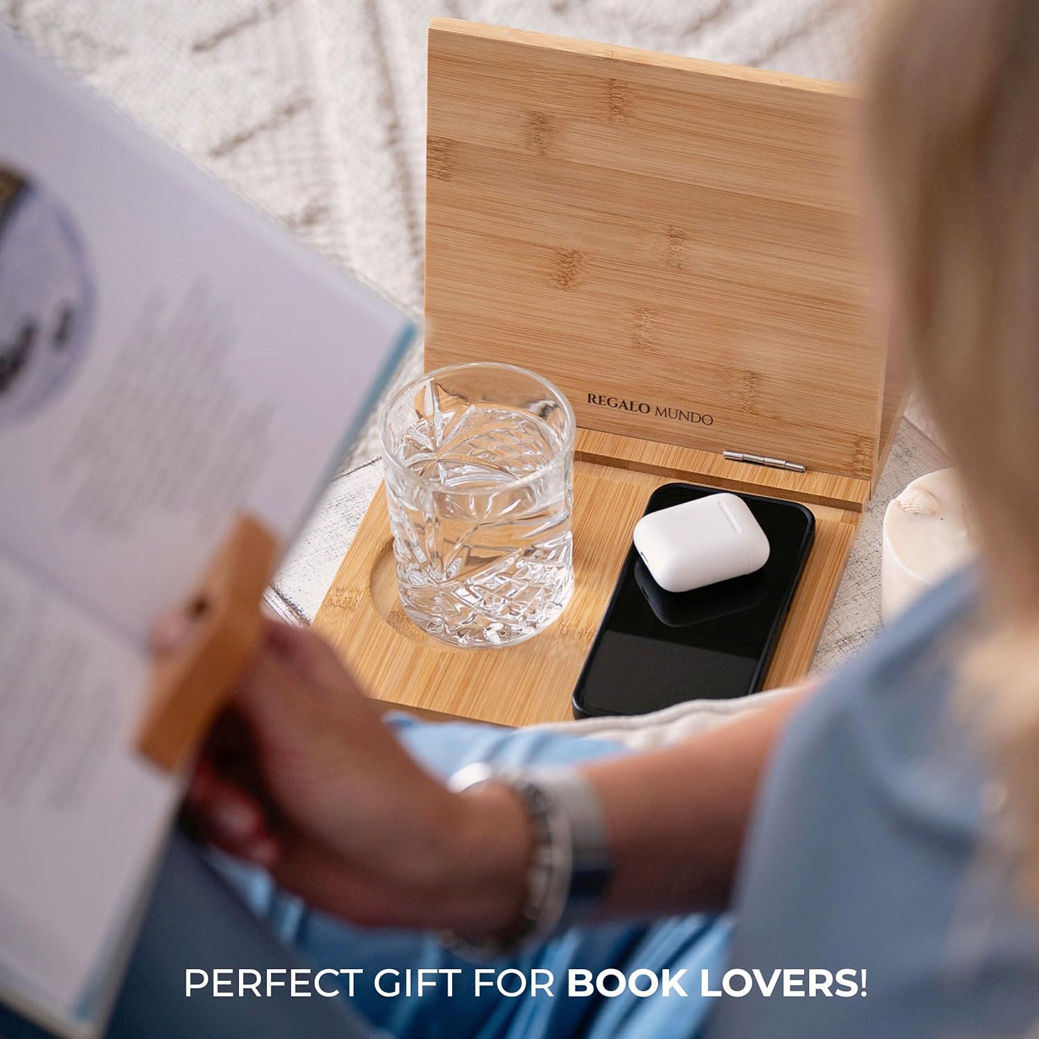 Bamboo Triangle Book Holder Stand – Perfect for Your Reading Nook – Ideal Gifts for Readers and Bookworms