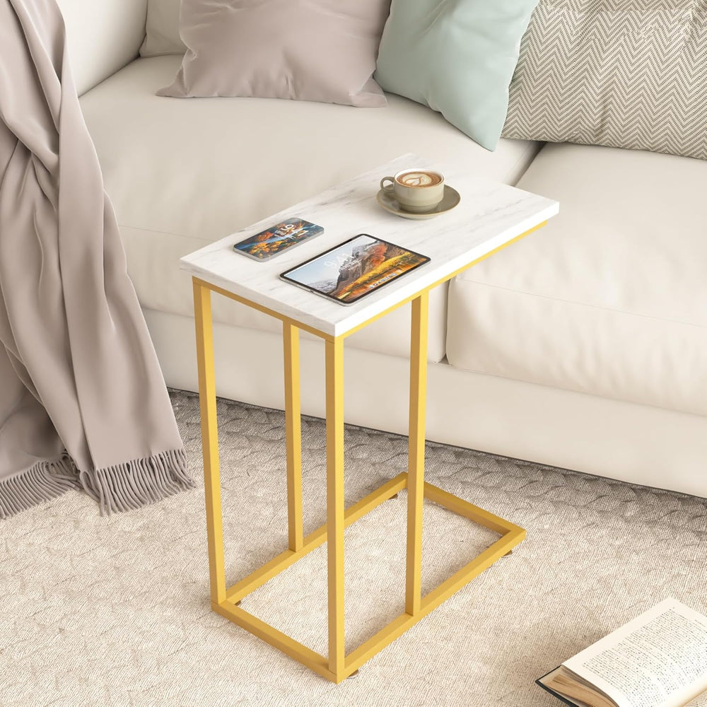 VECELO Universal C-Shaped Side Table, Multi-Functional Snack & TV Tray fo...
