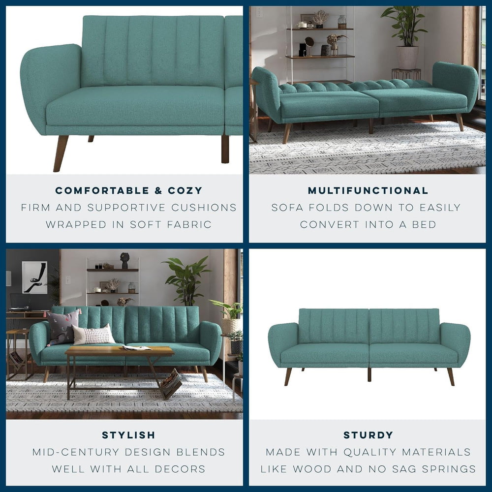 Novogratz Brittany 82 Inch Futon Sofa Bed in Faux Leather, Upholstered Couch ...