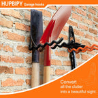 Heavy Duty Garage Hooks 4 Pack, 7.7 inch Wave Long Hanger, Wall Mounted Storage System, Power and Garden Tool Organizer, for Hanging Ladders, Bikes, Hose, Bulk Items and More
