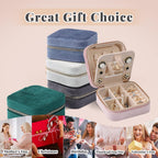 Dajasan Velvet Travel Jewelry Box, Mini Travel Jewelry Case, Small Portable Travel Jewelry Organizer Box with Mirror for Earrings Bracelets Rings Necklace (Pink)
