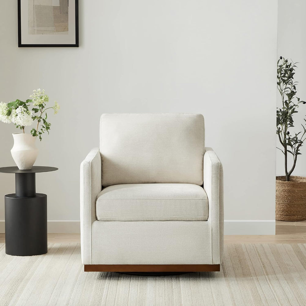 CHITA Swivel Accent Chair, FSC Certified Wood Frame, Fully Assembled, Linen |...
