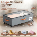 Eastherry Under Bed Storage Containers with Wheels, 9.5 inches Higher Underbed Shoes Blankets Clothes Toy Storage Drawers for College Dorms Bedrooms Nursery Rooms Organization, 2 Pack to be Assembled
