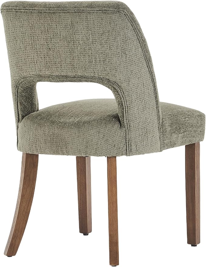 VKNOW Wooden Dining Chairs Set of 4, Modern Fabric Upholstered Dining Room Chair Kitchen Chairs, Farmhouse Dinner Chair for Kitchen Dining Room, Green