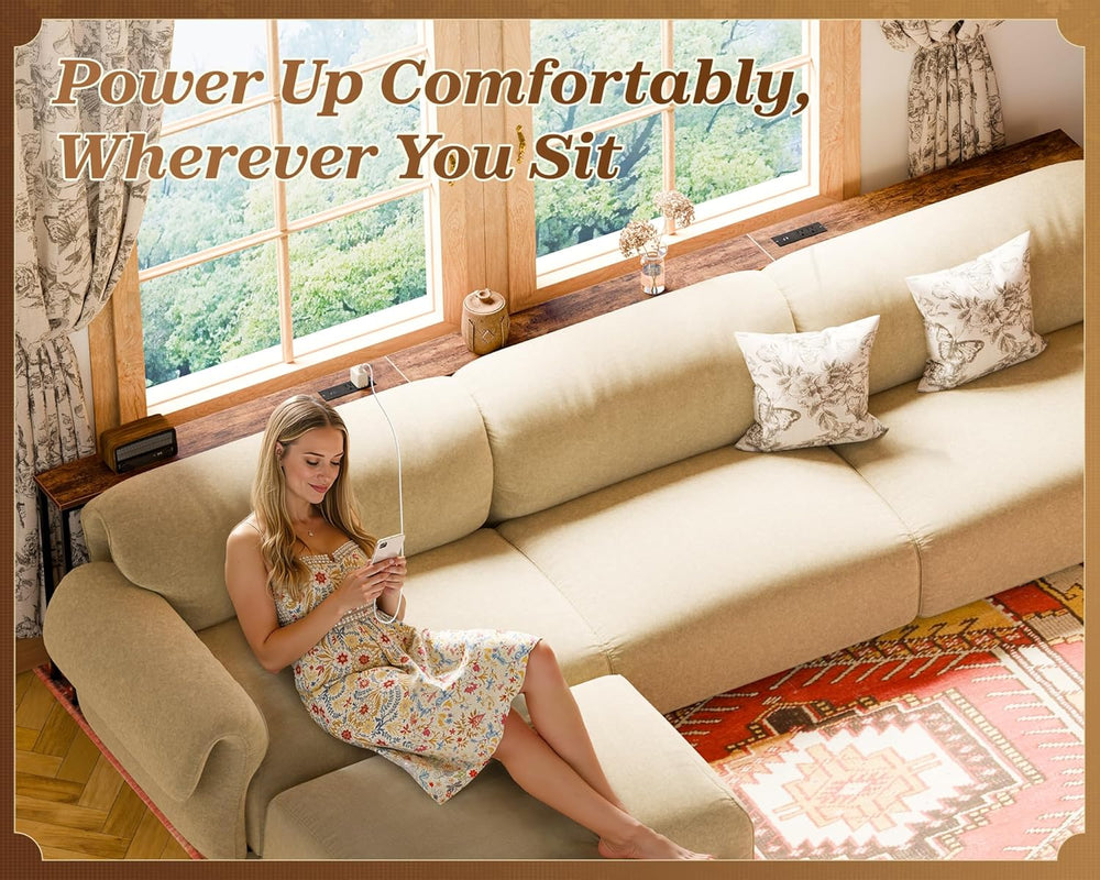 SUPERJARE 110.2 Inch Sofa Table with 2 Power Outlets and USB-C Port | 5.9 Inc...