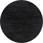 F57-11-TP - Modern Kitchen Table with Acacia Wood Round Tabletop, Sand Blasted Black Finish