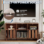 Large Record Player Stand, Record Player Table Vinyl Record Storage Holder Records Cabinet Organizer with Power Outlet for Living Room, Walnut