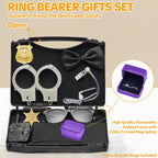 Ring Security Wedding Ring Bearer Aluminum Briefcase-Padded Slits Holder Ring Bearer Gifts Security Box for Proposal Ceremony Wedding Day,Security Badge Props for Boys Kid