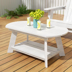 WestinTrends Tuscany Outdoor Coffee Table, All Weather HIPS 2 Tier Patio Adirondack Coffee Table, White