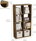 Cube Storage Organizer Bookcase, Decorative 11 inch Open Back Cubical Shelf with Thickened Border, Display Bookshelf for Living Room, Home Office, Sturdy Room (Brown, 8 Cube)