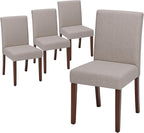 Upholstered Dining Chairs Set of 4, Modern Fabric Dining Room Chair, Wooden Dining Chair, Kitchen Side Chairs, Farmhouse Dinner Chair with High Back for Kitchen, Brown