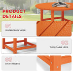 Costaelm Patio Conversation Table, Tatio Accent HDPE Outdoor Weather Resistant, Round Outdoor Porch Balcony Patio Drink Table for Outside, Pool, Backyard, Orange