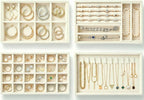 Velvet Jewelry Drawer Organizer Trays, 4 Pack Stackable Jewelry Storage Inserts Set, Beige Jewelry Tray Set with Removable Dividers for Earrings, Necklaces, Rings, Bracelets for Vanity & Dresser