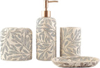 Hymmah Bathroom Accessories Set,Toothbrush Holder,Farmhouse Bathroom Decor,4 Pcs Resin Gift Set Apartment Necessities, Contain Toothbrush Cup,Soap Dispenser,Soap Dish,Tumbler