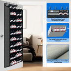 Shoe Organizer,70 Pounds Large Capacity,20-30-Pair Over The Door Shoe Organizer,10 Tiers Shoe Rack for Closet,New Upgrade Anti-Scratch Heavy Duty Hook and Bamboo Material Baffle,Grey/Black