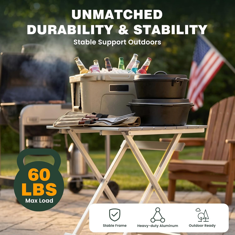 SUNNYFEEL Folding Camping Table - Lightweight Aluminum Portable Picnic Table ...