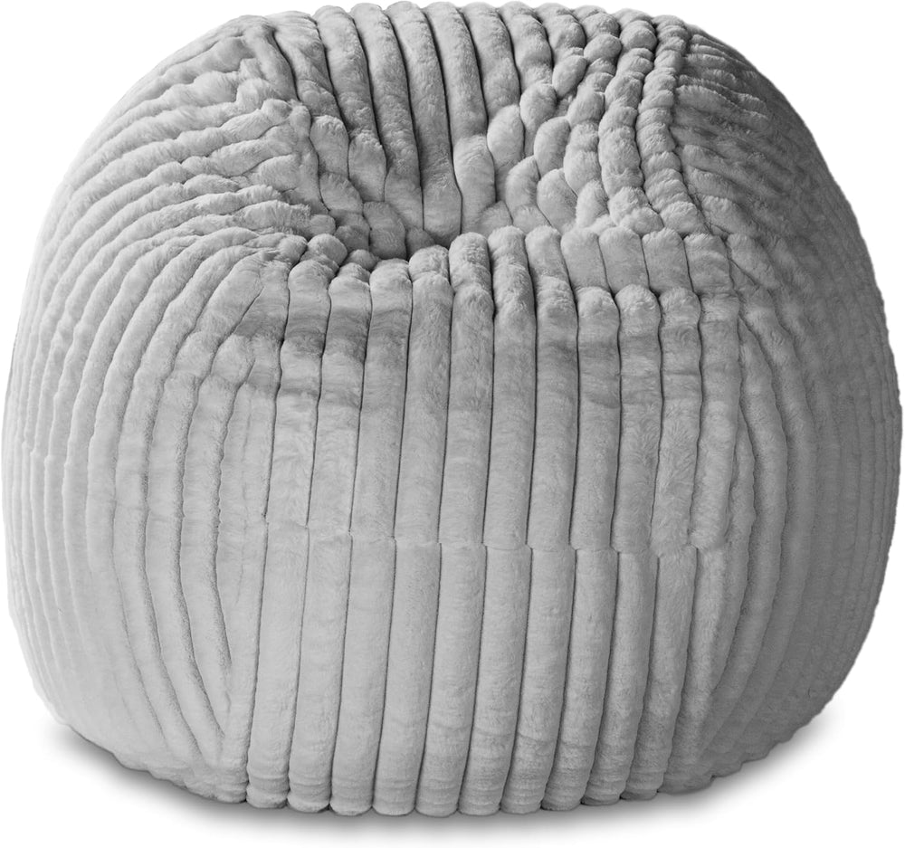 Jaxx 5 Foot Saxx Bean Bag Chair for Adults - Luxe Faux Fur, Mondo Grey