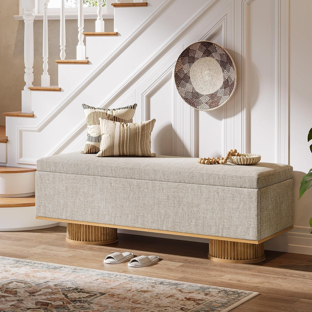 Tribesigns 50.39" Storage Bench with Padded Seat Cushion, Upholstered Sh...