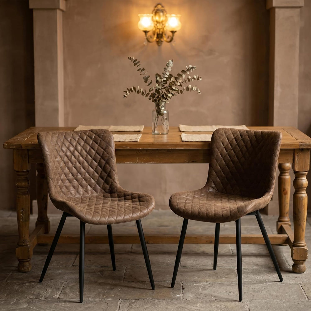Modern Dining Chairs Set of 2, Upholstered Suede Dining Chairs with Curved Ba...