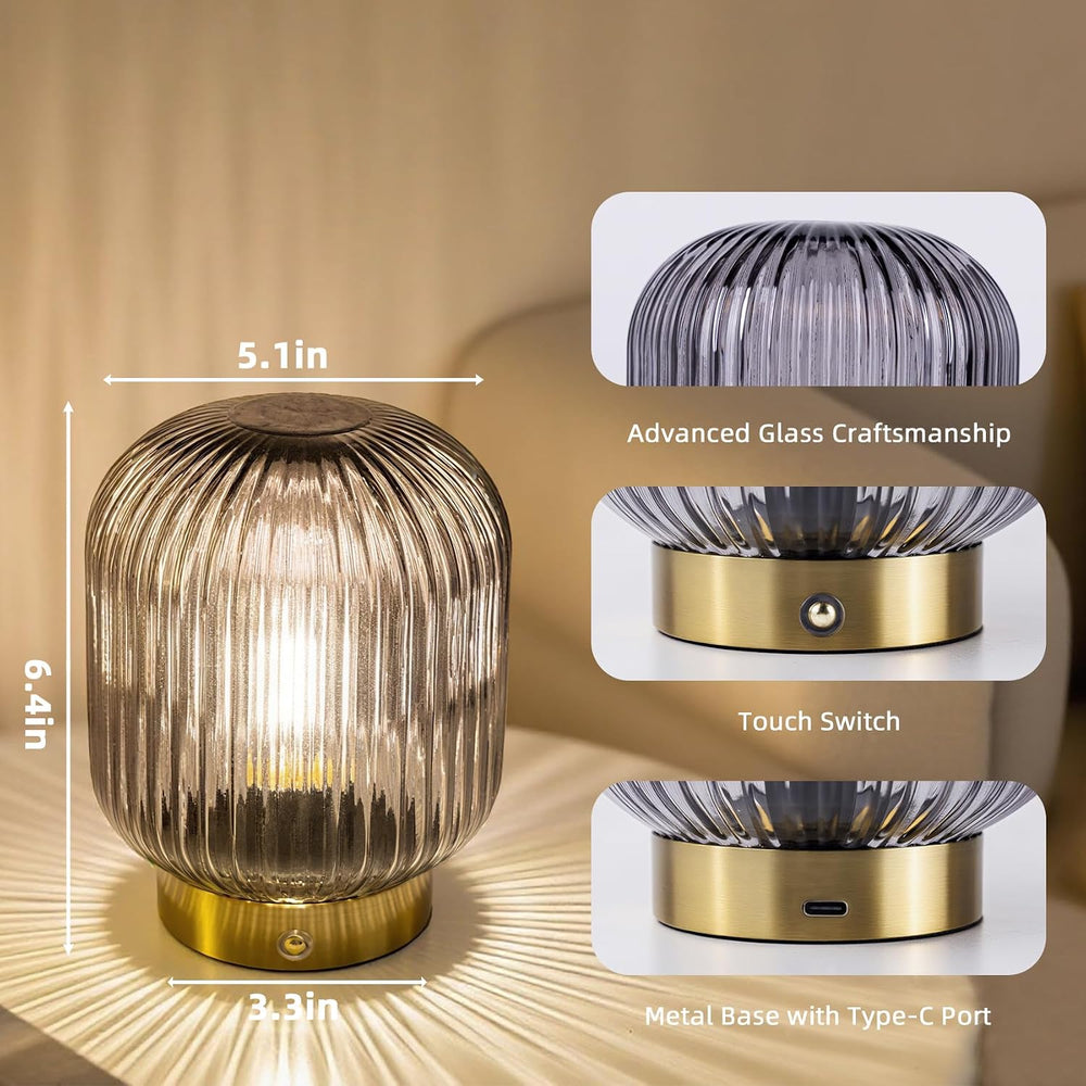 MJ PREMIER Rechargeable Table Lamp, Cordless Lamp with Memory Function,Gray