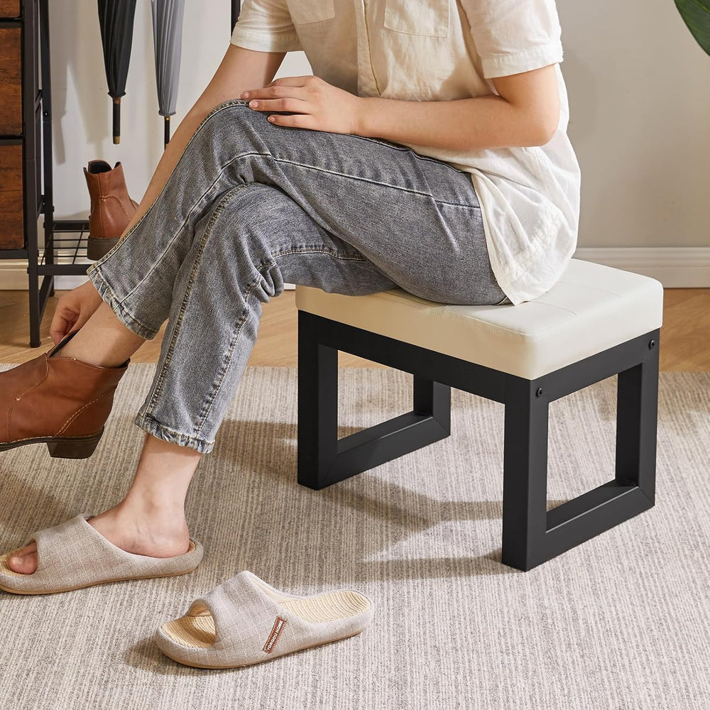 IBUYKE 16 Inch Small Foot Stool Ottoman, Rectangle PU Faux Leather Foot Rest ...