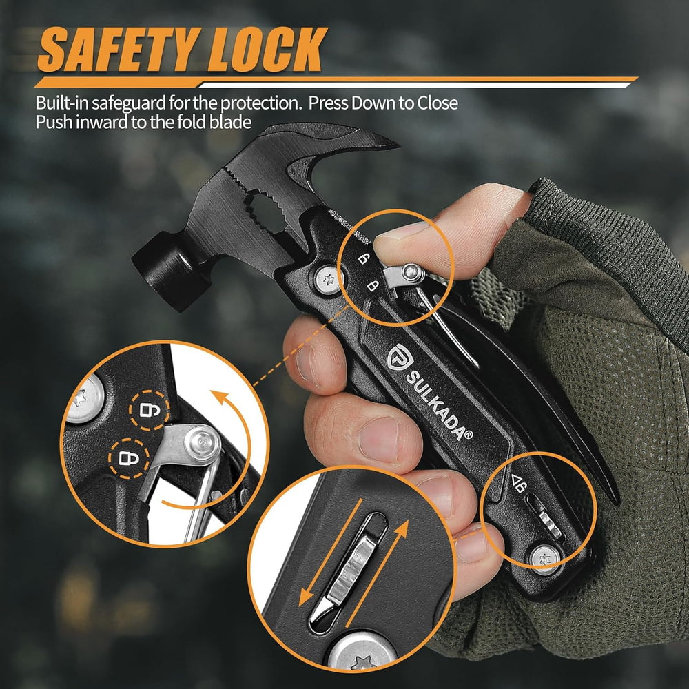 Gifts for men,Multitool Hammer 15 in 1 Camping Accessories Survival Gear, Sto...