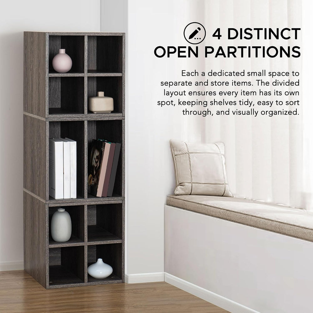 Sunjoy Quub Quarter Saving Stackable MDF Wood Cabinet for Living Room, Bedroo...