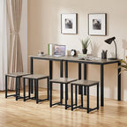Yaheetech 3 Piece Dining Table Set - Kitchen Table & Chair Sets for 2 - Compact Table w/ 2 Stools & Space Saving Design for Dining Room Living Room Kitchen, Gray