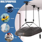 Cargo Box Pulley System for Garage Storage, Heavy-Duty Kayak/Canoes/Bikes/Ladders Ceiling Hoist, Hold Up to 150 lbs Capacity, Fit 10-18 Foot Ceilings, Black